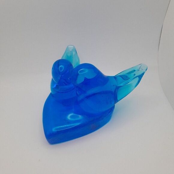 Vintage Double Bluebirds of Happiness Titan Art Glass Signed 2000 - Picture 4 of 9